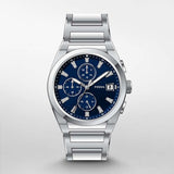 Fossil Everett Chronograph Blue Dial Silver Steel Strap Watch for Men - FS5795