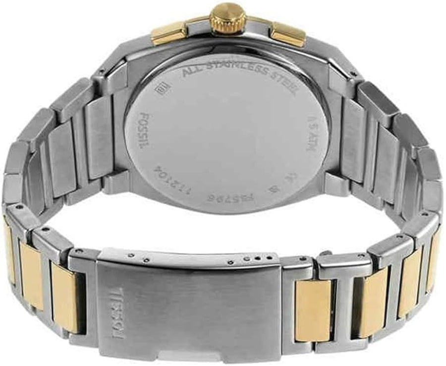 Fossil Everett Chronograph Gold Dial Two Tone Steel Strap Watch for Men - FS5796
