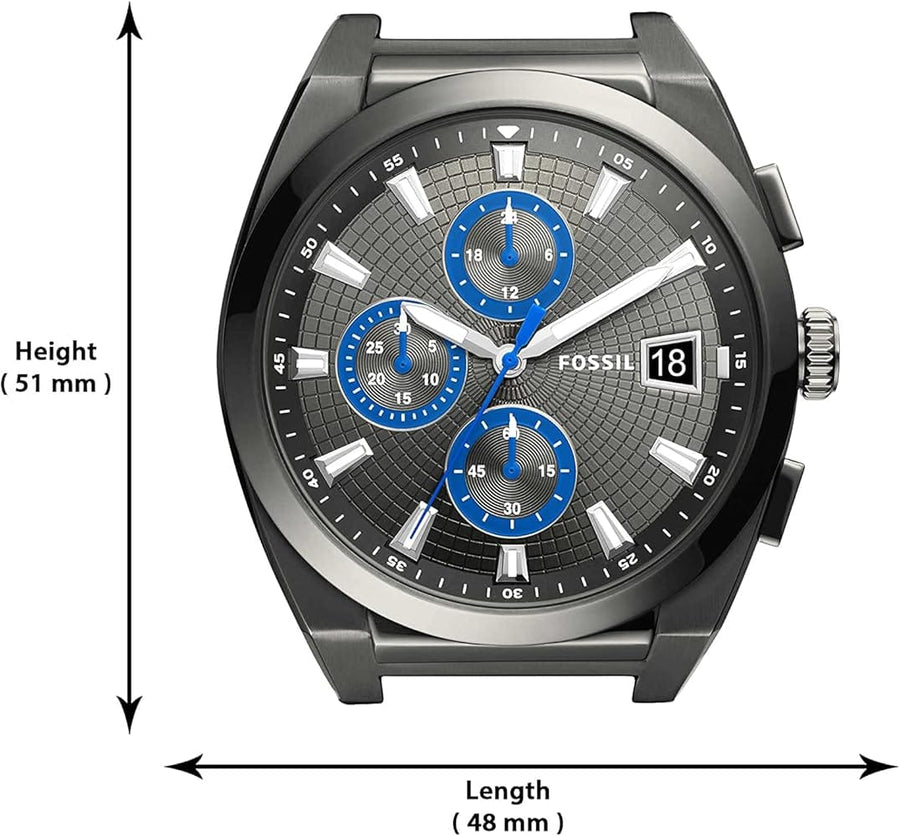 Fossil Everett Chronograph Grey Dial Grey Steel Strap Watch for Men - FS5830