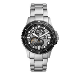 Fossil FB-01 Automatic Skeleton Black Dial Silver Steel Strap Watch for Men - ME3190