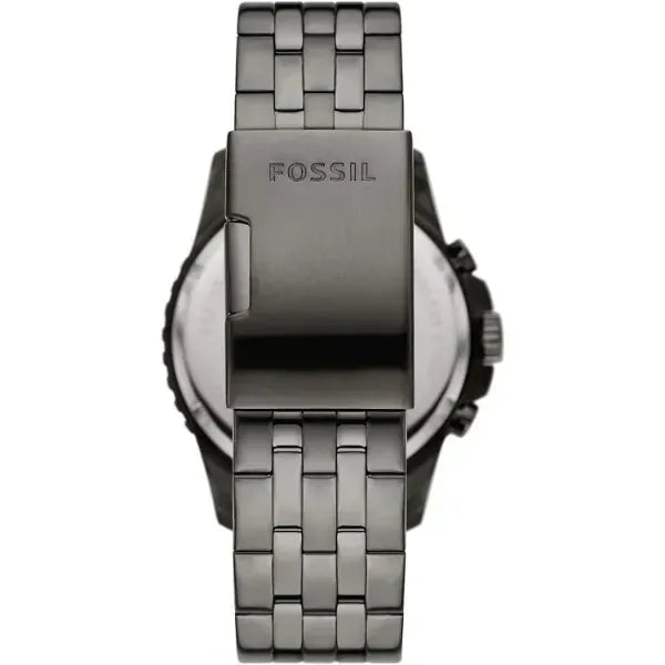 Fossil FB-01 Chronograph Black Dial Grey Steel Strap Watch for Men - FS5835