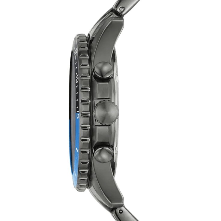Fossil FB-01 Chronograph Black Dial Grey Steel Strap Watch for Men - FS5835