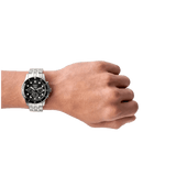 Fossil FB-01 Chronograph Black Dial Silver Steel Strap Watch for Men - FS5837