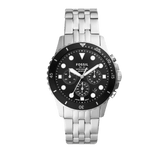 Fossil FB-01 Chronograph Black Dial Silver Steel Strap Watch for Men - FS5837
