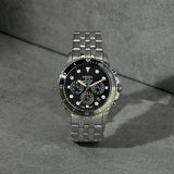 Fossil FB-01 Chronograph Black Dial Silver Steel Strap Watch for Men - FS5864