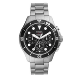 Fossil FB-03 Chronograph Black Dial Silver Steel Strap Watch for Men - FS5725