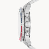 Fossil FB-03 Chronograph Black Dial Silver Steel Strap Watch for Men - FS5767