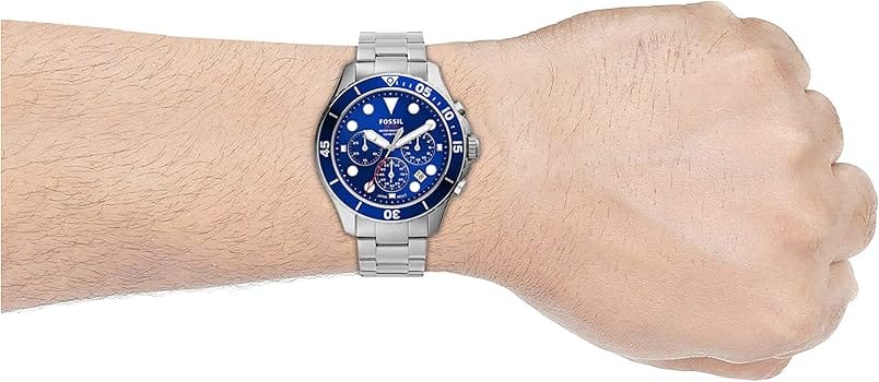 Fossil FB-03 Chronograph Blue Dial Silver Steel Strap Watch for Men - FS5724