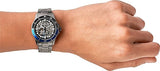 Fossil FB-01 Automatic Skeleton Black Dial Grey Steel Strap Watch for Men - ME3201