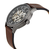 Fossil Forrester Automatic Skeleton Grey Dial Brown Leather Strap Watch for Men - ME3178