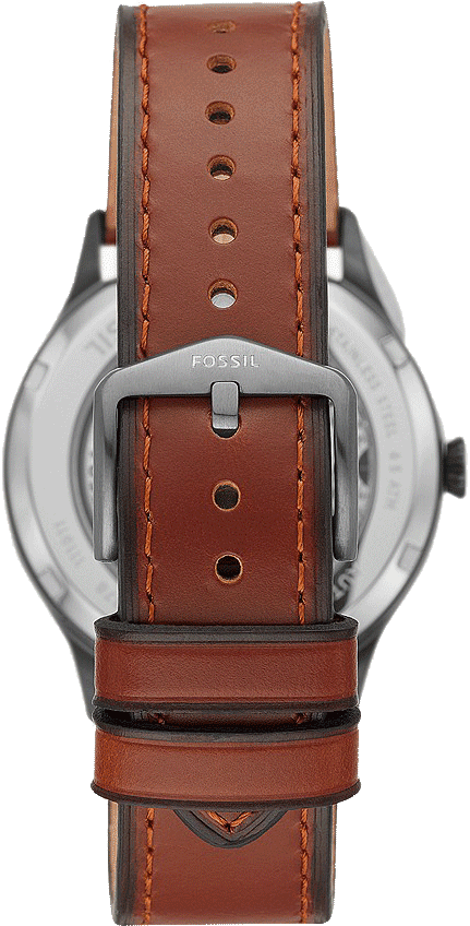 Fossil Forrester Automatic Skeleton Grey Dial Brown Leather Strap Watch for Men - ME3178