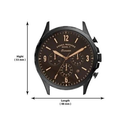 Fossil Forrester Chronograph Black Dial Brown Leather Strap Watch for Men - FS5608
