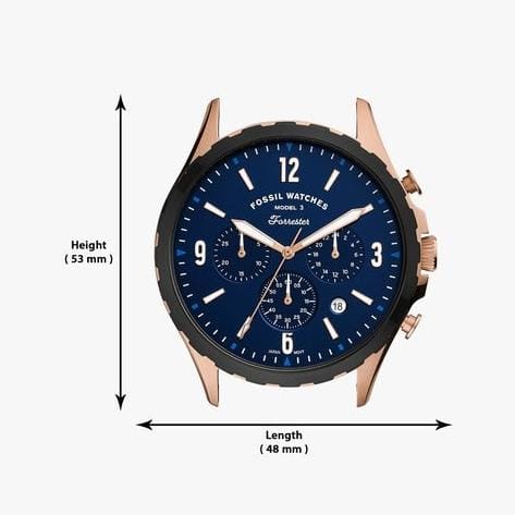 Fossil Forrester Chronograph Blue Dial Blue Leather Strap Watch for Men - FS5814