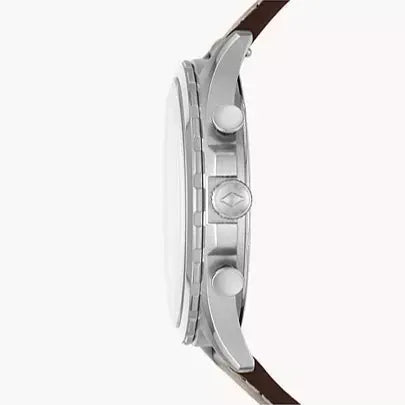Fossil Forrester Chronograph White Dial Brown Leather Strap Watch for Men - FS5696