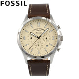 Fossil Forrester Chronograph White Dial Brown Leather Strap Watch for Men - FS5696