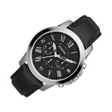 Fossil Grant Chronograph Black Dial Black Leather Strap Watch for Men - FS4812