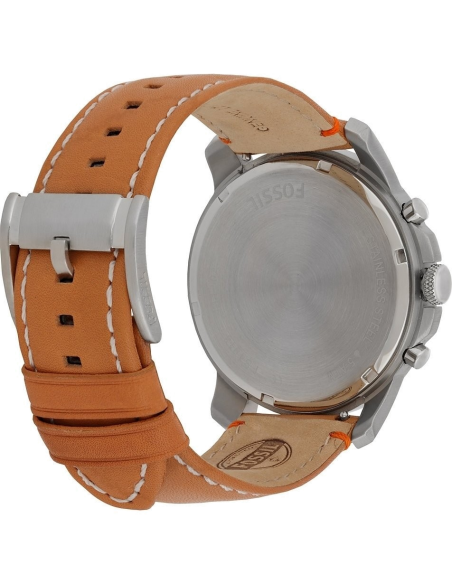 Fossil Grant Chronograph White Dial Brown Leather Strap Watch for Men - FS5060