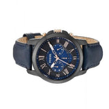 Fossil Grant Chronograph Black Dial Blue Leather Strap Watch for Men - FS5061