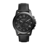 Fossil Grant Chronograph Black Dial Black Leather Strap Watch for Men - FS5132