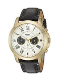 Fossil Grant Chronograph White Dial Black Leather Strap Watch for Men - FS5272