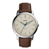 Fossil Minimalist Off White Dial Brown Leather Strap Watch for Men - FS5306