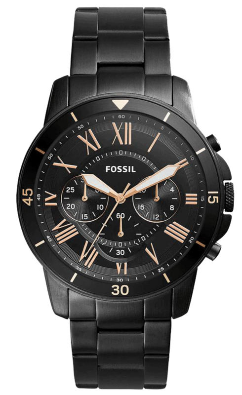 Fossil Grant Sport Chronograph Black Dial Black Steel Strap Watch for Men - FS5374