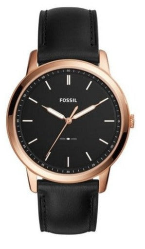 Fossil The Minimalist Black Dial Black Leather Strap Watch for Men - FS5376