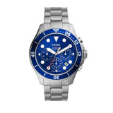 Fossil FB-03 Chronograph Blue Dial Silver Steel Strap Watch for Men - FS5724