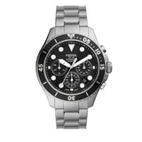 Fossil FB-03 Chronograph Black Dial Silver Steel Strap Watch for Men - FS5725