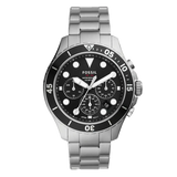 Fossil FB-03 Chronograph Black Dial Silver Steel Strap Watch for Men - FS5725