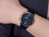 Fossil Neutra Chronograph Blue Dial Blue Leather Strap Watch for Men - FS5790