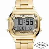 Fossil Retro Digital Gold Dial Gold Steel Strap Watch for Men - FS5843