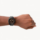 Fossil Bronson Chronograph Black Dial Black Steel Strap Watch for Men - FS5851