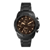 Fossil Bronson Chronograph Black Dial Black Steel Strap Watch for Men - FS5851