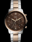 Fossil Neutra Chronograph Brown Dial Two Tone Steel Strap Watch for Men - FS5869