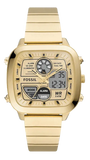 Fossil Retro Analog-Digital Gold Dial Gold Steel Strap Watch for Men - FS5889