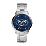 Fossil Neutra Minimalist Moonphase Blue Dial Silver Steel Strap Watch for Men - FS5907