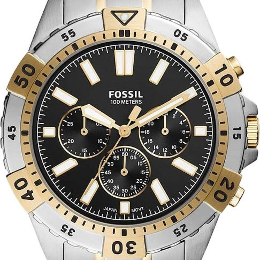 Fossil Garrett Analog Black Dial Two Tone Steel Strap Watch for Men - FS5771