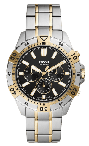 Fossil Garrett Analog Black Dial Two Tone Steel Strap Watch for Men - FS5771