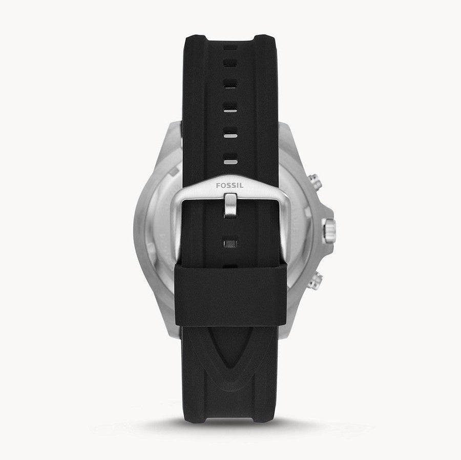Fossil Garrett Chronograph Black Dial Black Rubber Strap Watch for Men - FS5624