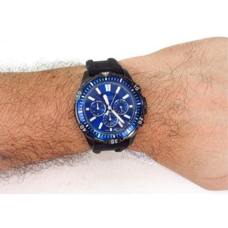 Fossil Garrett Chronograph Blue Dial Black Rubber Strap Watch for Men - FS5695