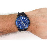 Fossil Garrett Chronograph Blue Dial Black Rubber Strap Watch for Men - FS5695