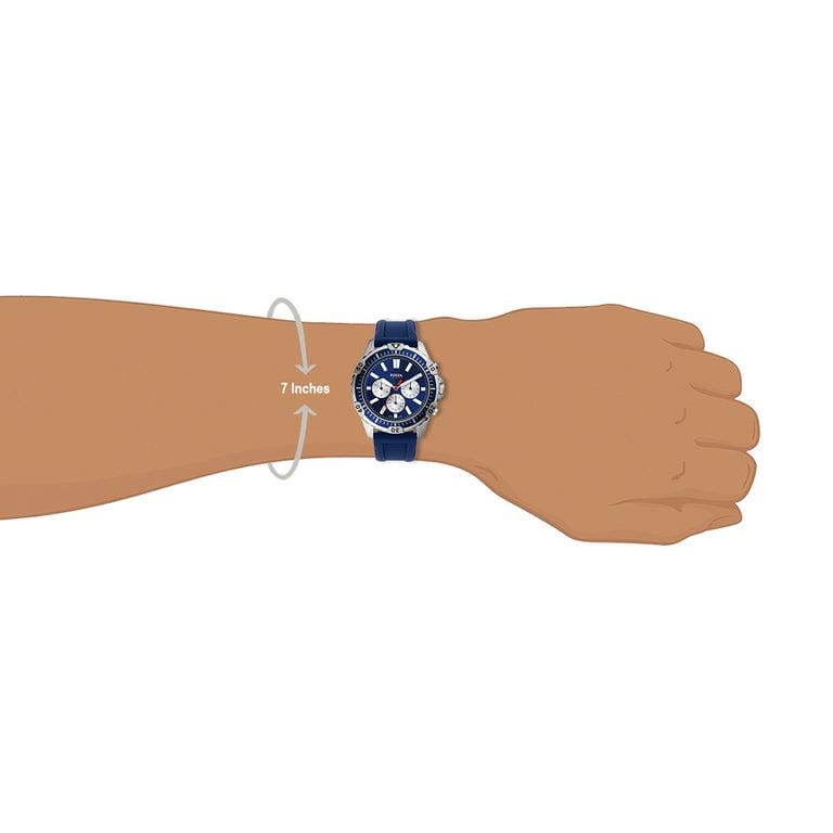 Fossil Garrett Chronograph Blue Dial Blue Rubber Strap Watch for Men - FS5709