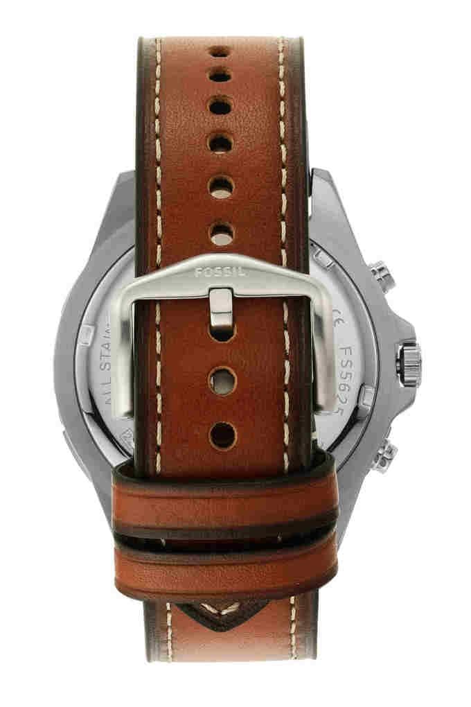 Fossil Garrett Chronograph Blue Dial Brown Leather Strap Watch for Men - FS5625