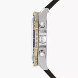 Fossil Garrett Chronograph Blue Dial Brown Leather Strap Watch for Men - FS5625