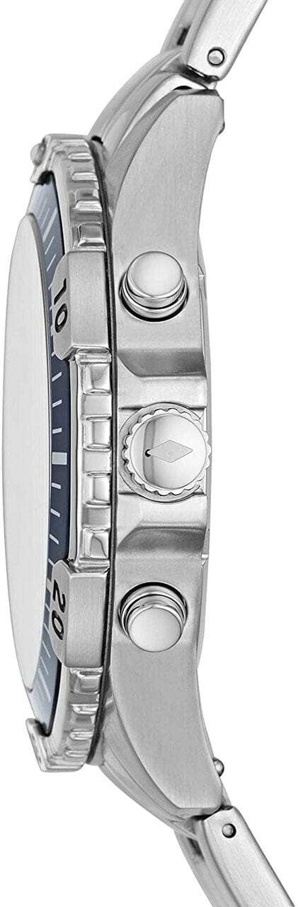 Fossil Garrett Chronograph Blue Dial Silver Steel Strap Watch for Men - FS5623
