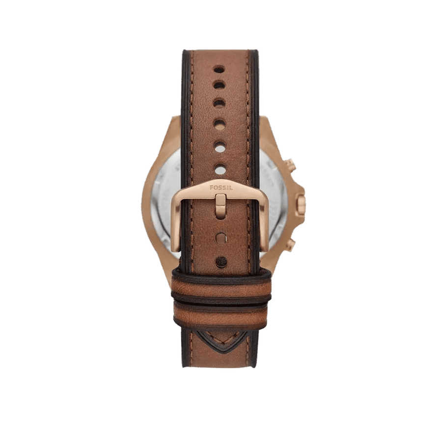 Fossil Garrett Chronograph Brown Dial Brown Leather Strap Watch for Men - FS5867