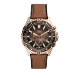 Fossil Garrett Chronograph Brown Dial Brown Leather Strap Watch for Men - FS5867