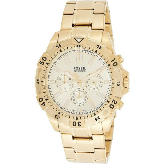 Fossil Garrett Chronograph Gold Dial Gold Steel Strap Watch for Men - FS5772