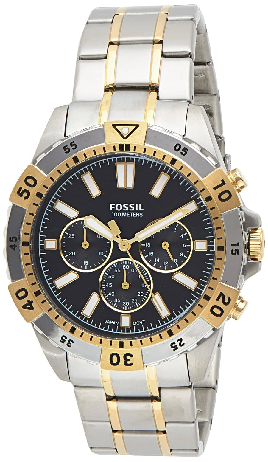 Fossil Garrett Chronograph Green Dial Two Tone Steel Strap Watch for Men - FS5622
